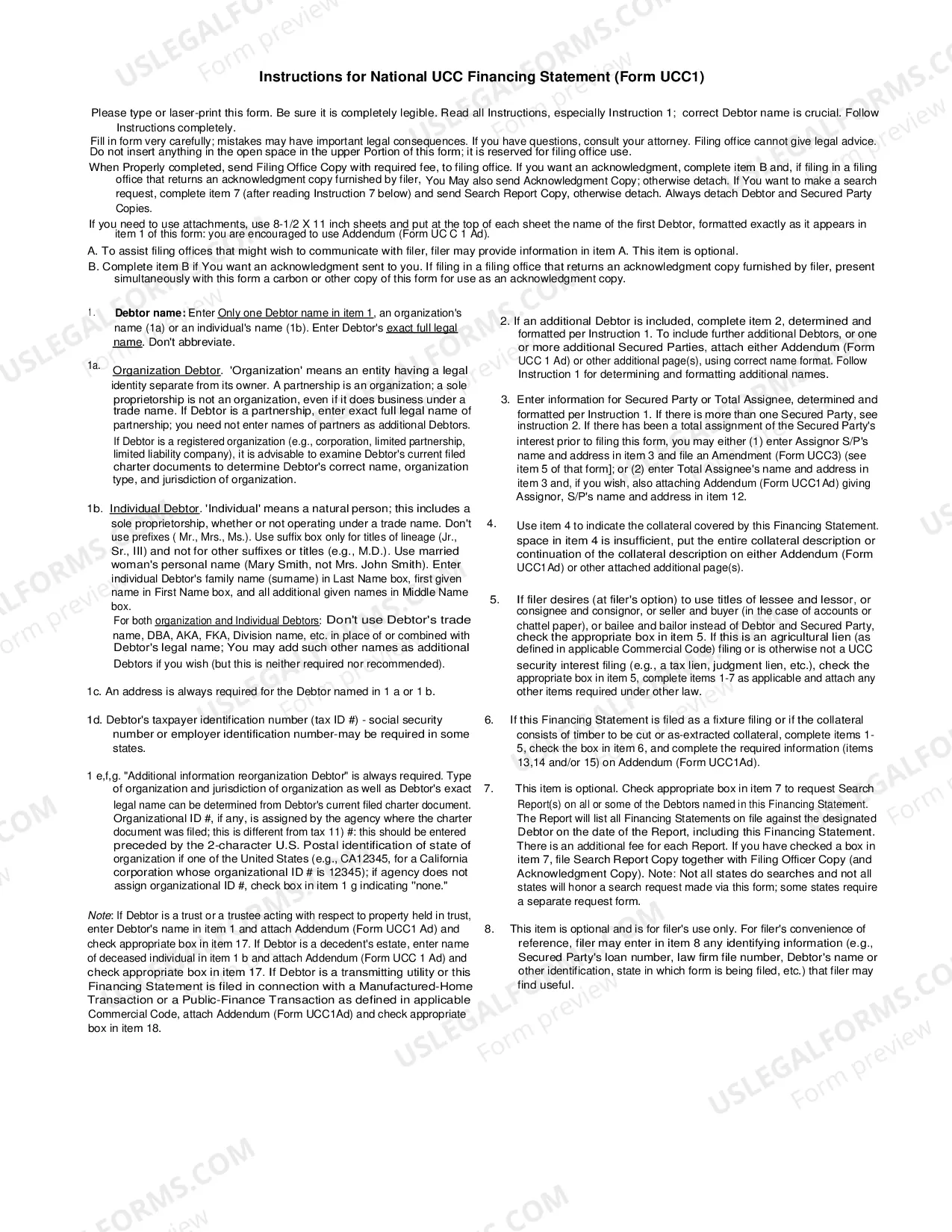 Preview UCC Financing Statement