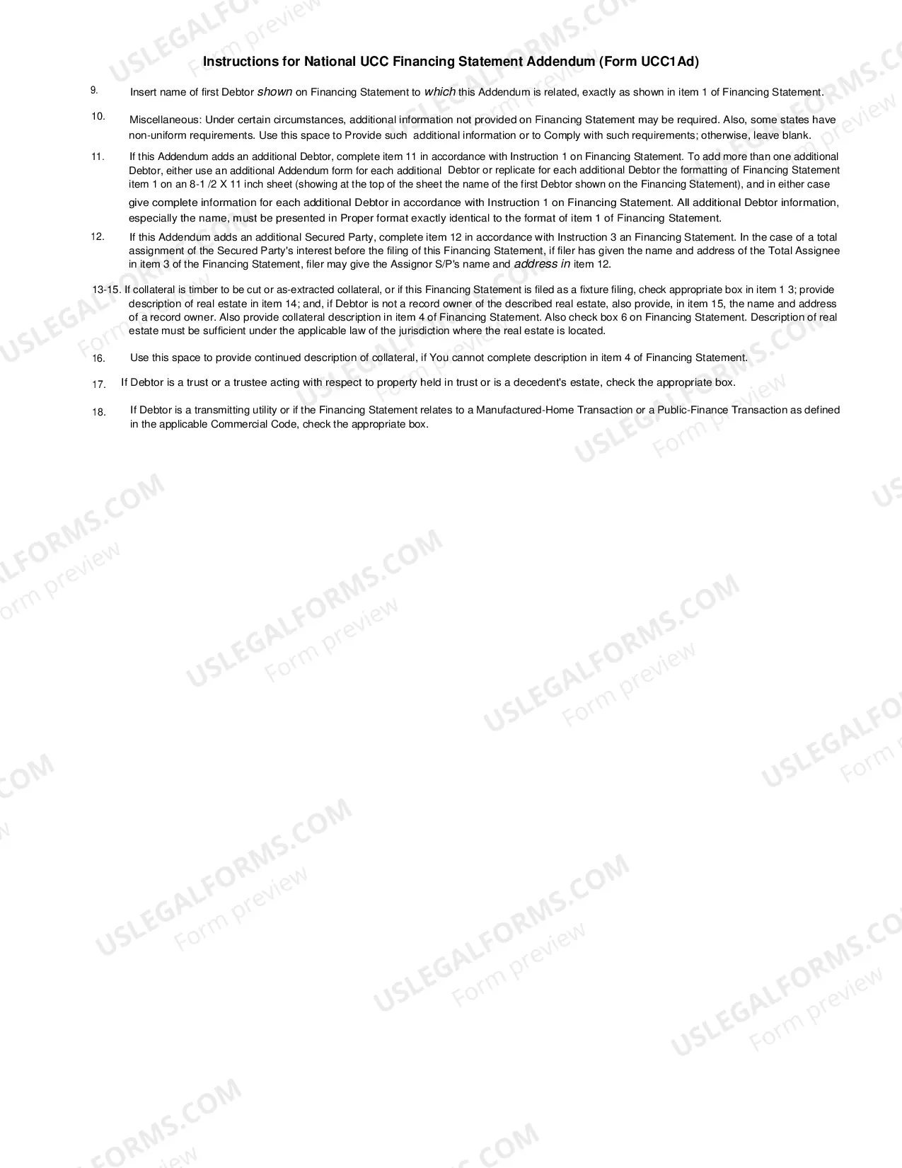 Preview UCC Financing Statement