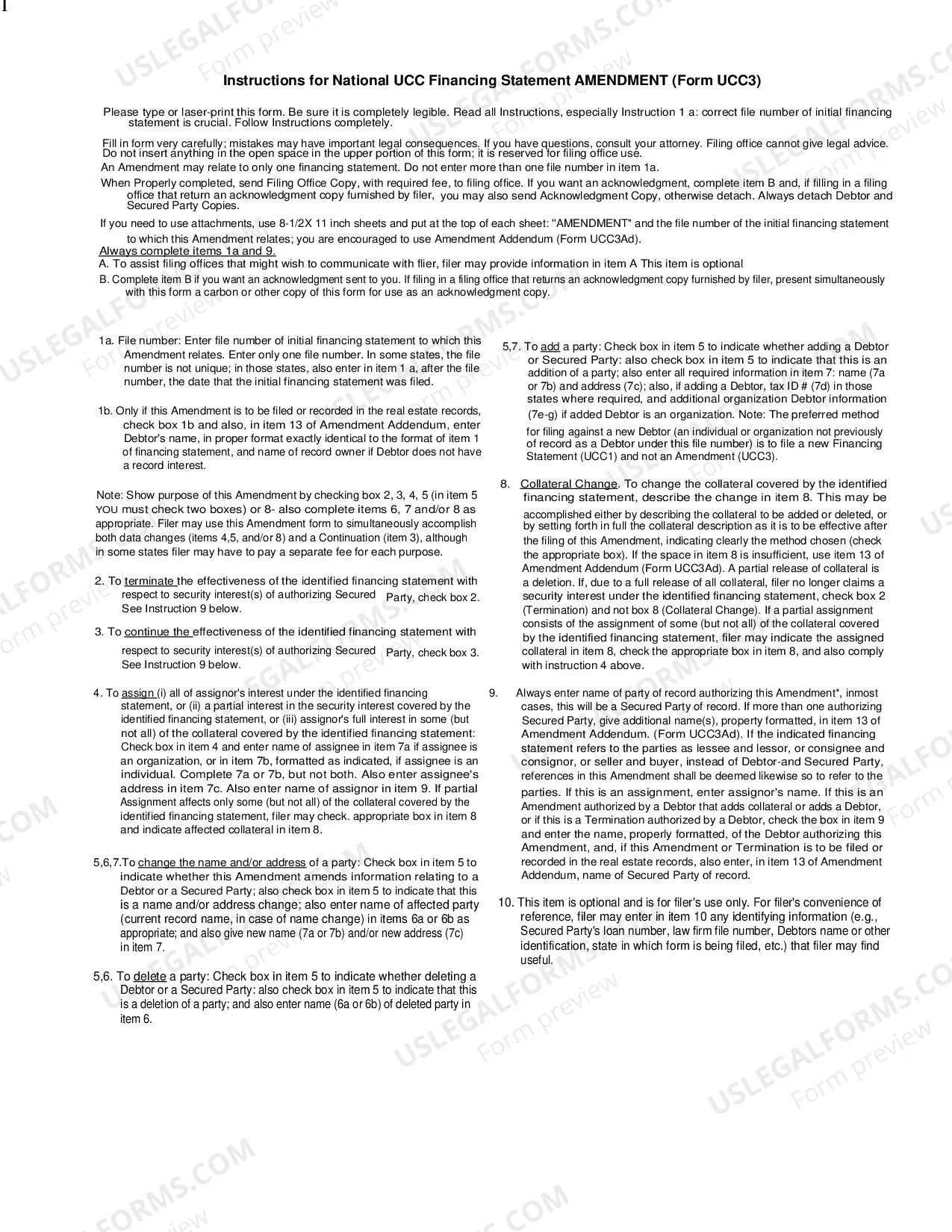 Preview UCC Financing Statement Amendment