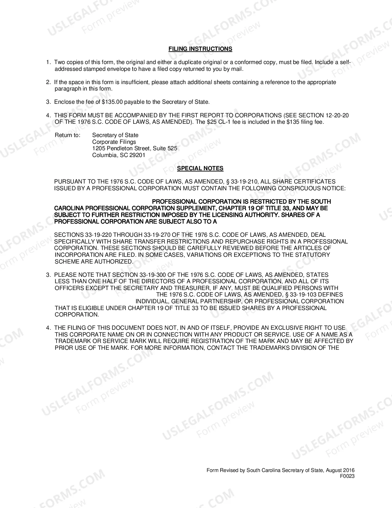 Preview Articles of Incorporation Benefit Corporation Professional Corporation