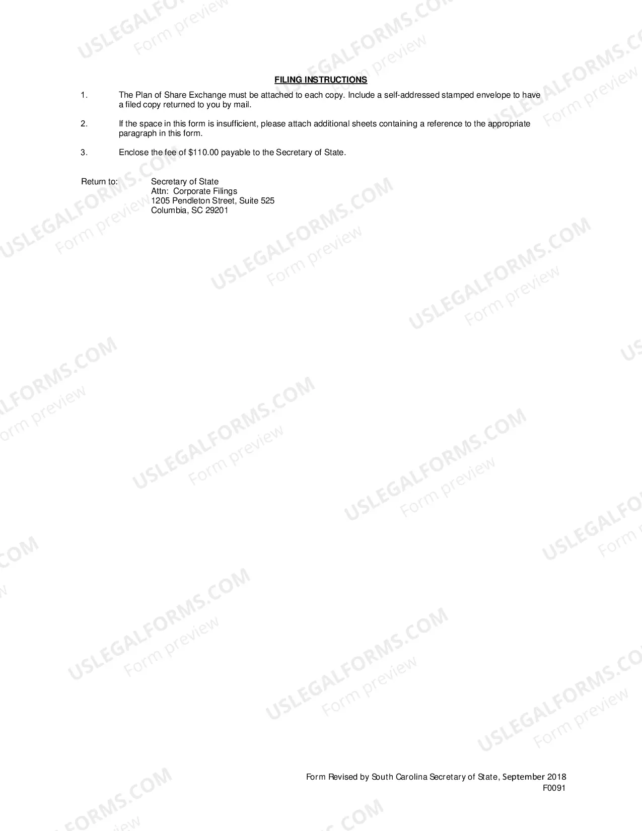 Preview Articles of Share Exchange Benefit Corporation