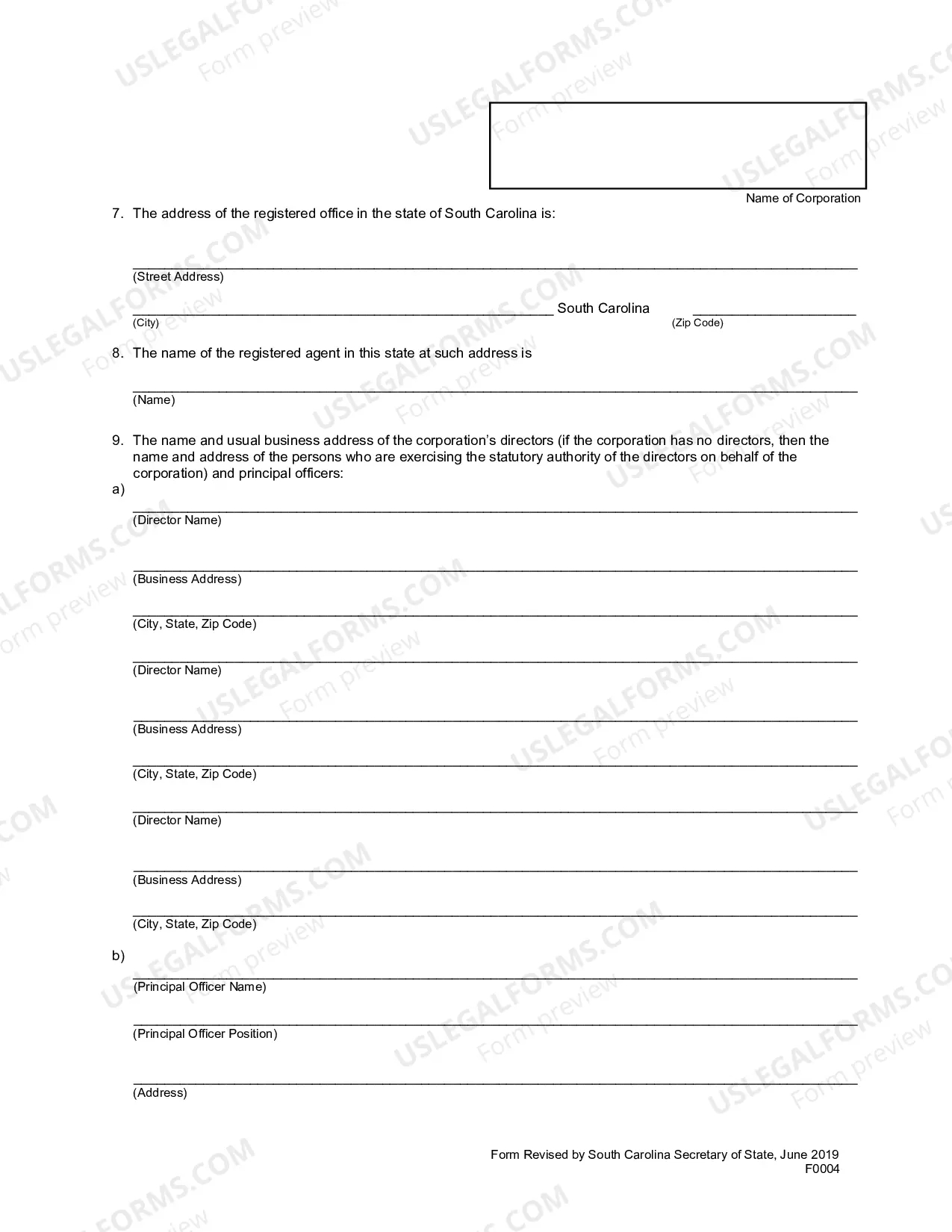 Preview Application For Amended Certificate of Authority By Foreign Corporation
