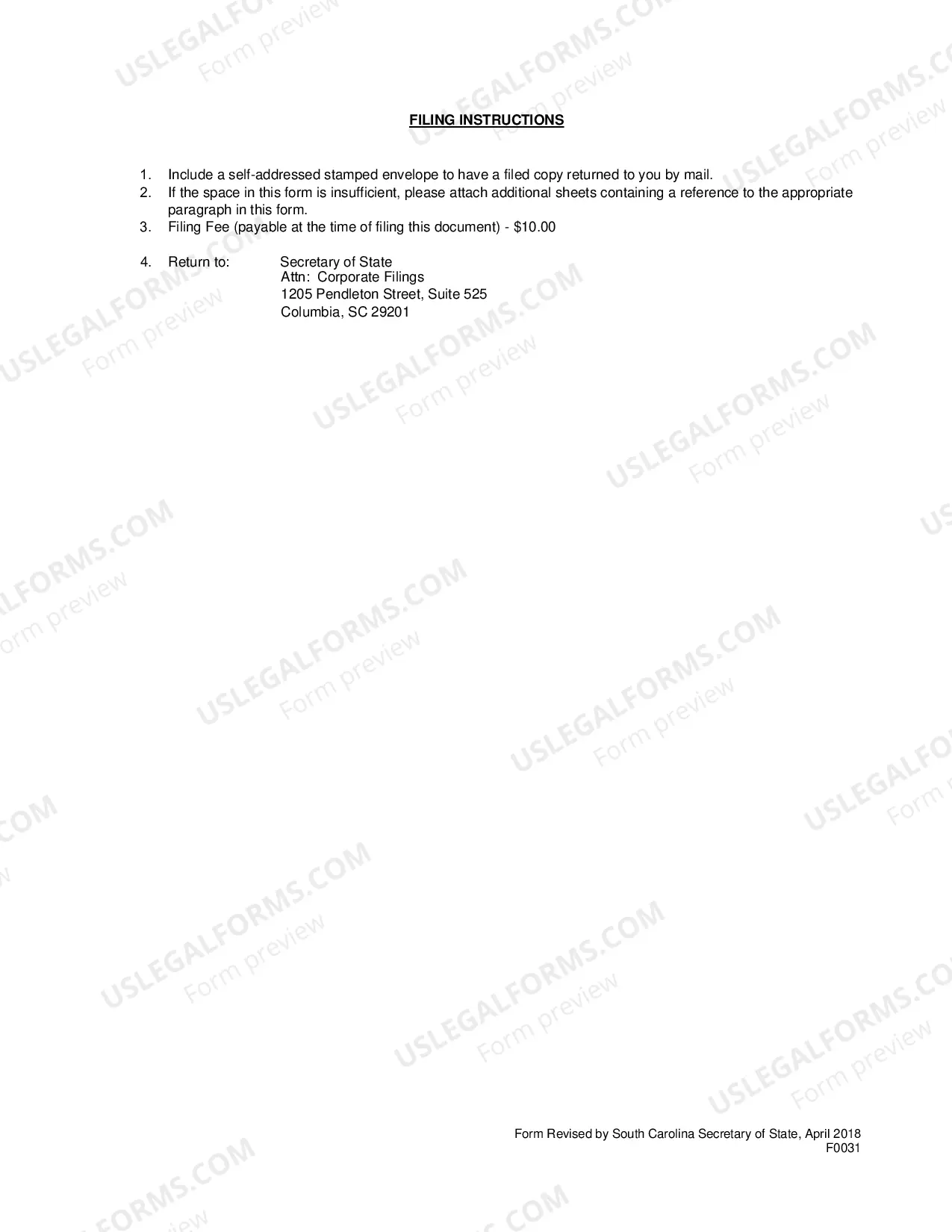 Preview Application For Surrender of Authority To Do Business (Foreign Corp)
