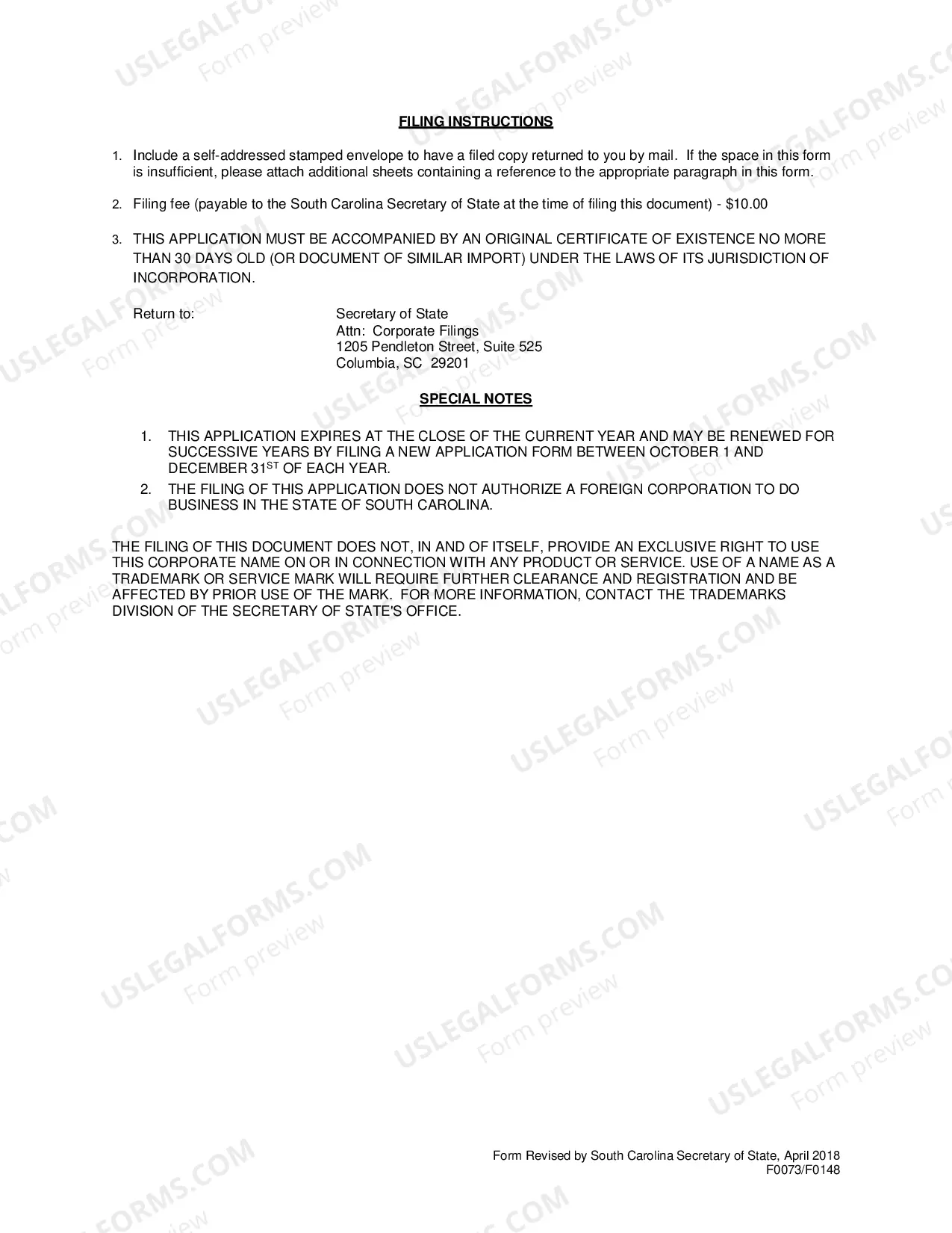 Preview Application To Register Corporate Name By Foreign Corporation