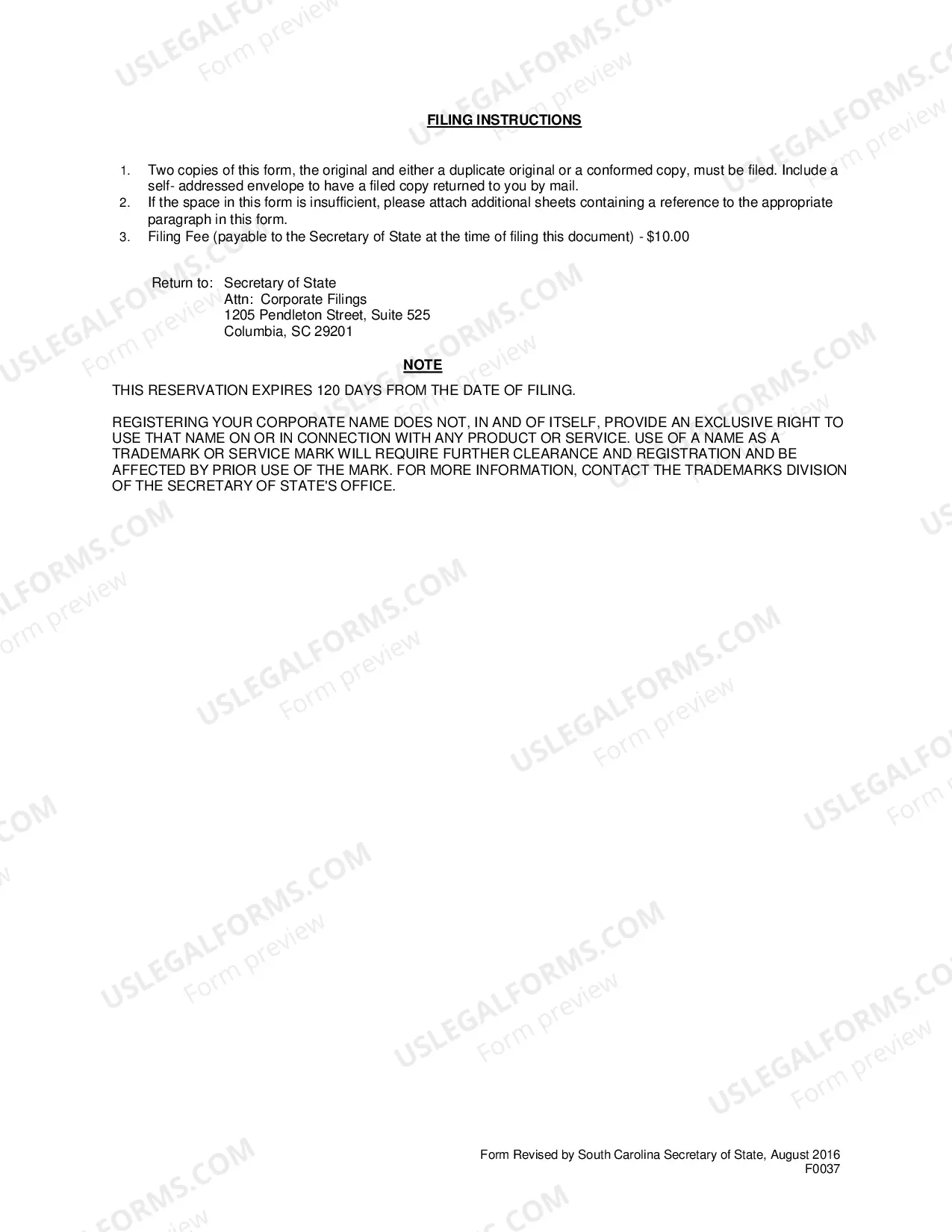 Preview Application To Reserve Corporate Name (Domestic Corp)