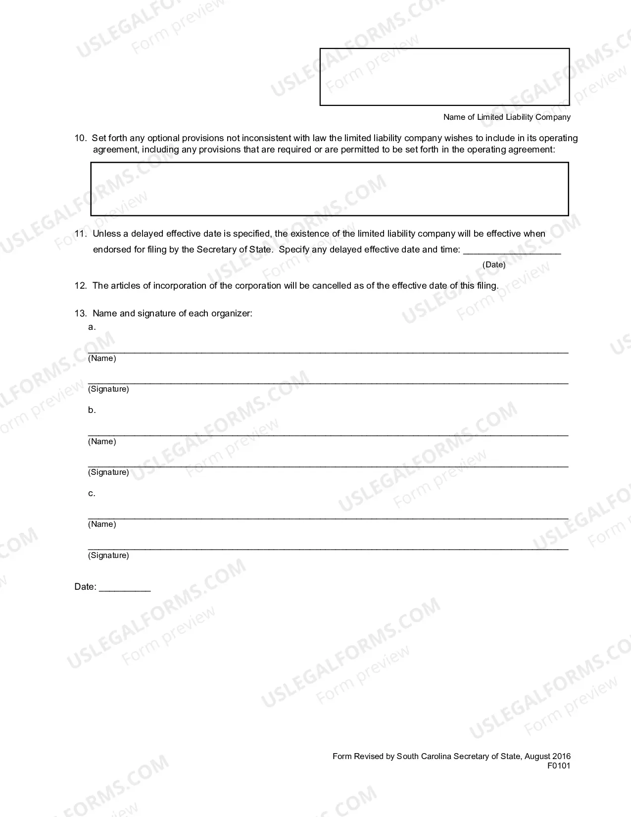 Preview Articles of Conversion - Corporation To LLC