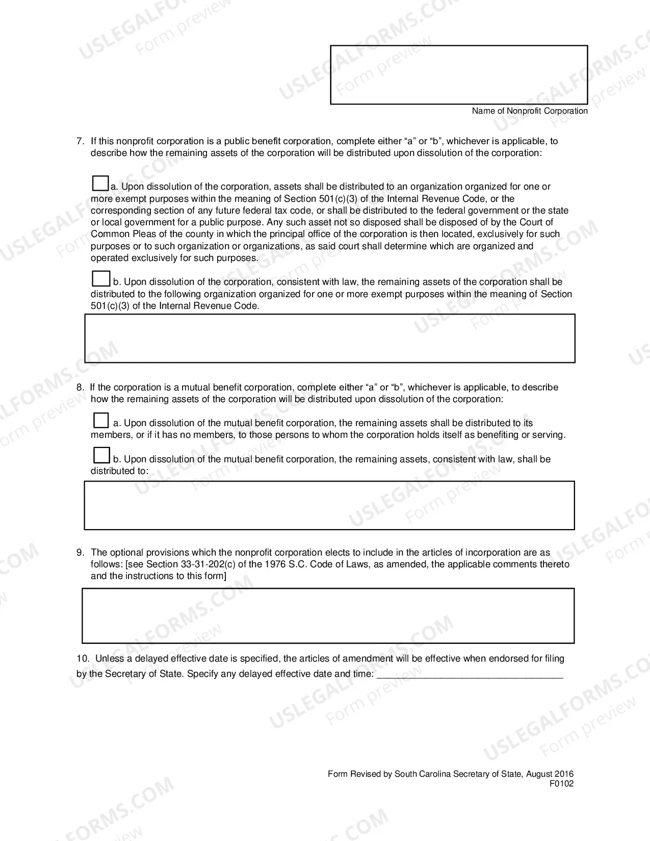 Preview Articles of Conversion - Corporation To Nonprofit Corporation