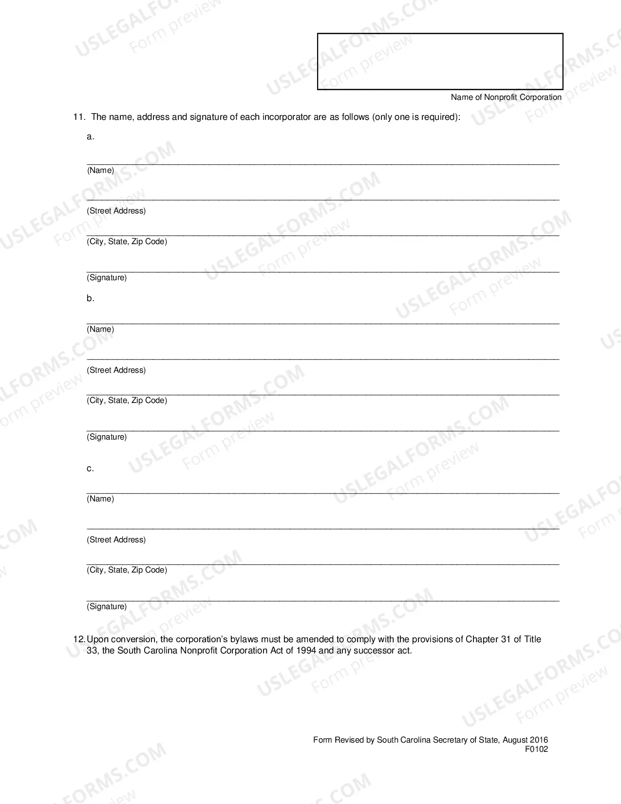 Preview Articles of Conversion - Corporation To Nonprofit Corporation