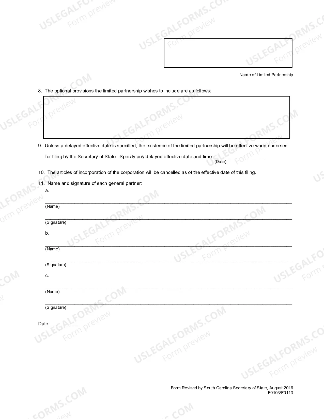 Preview Articles of Conversion - Corporation To Partnership Or Limited Partnership