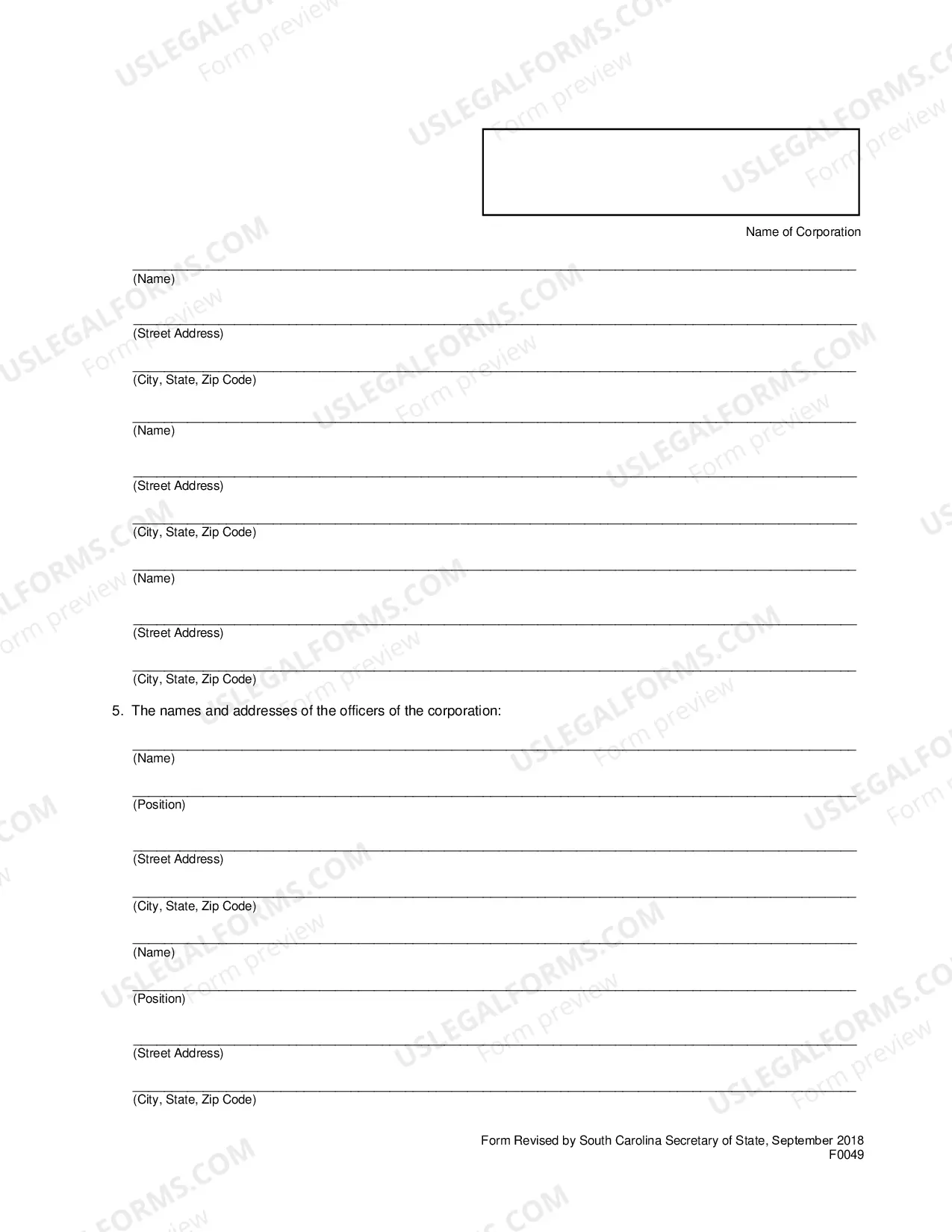 Preview Articles of Dissolution (Domestic Corp)