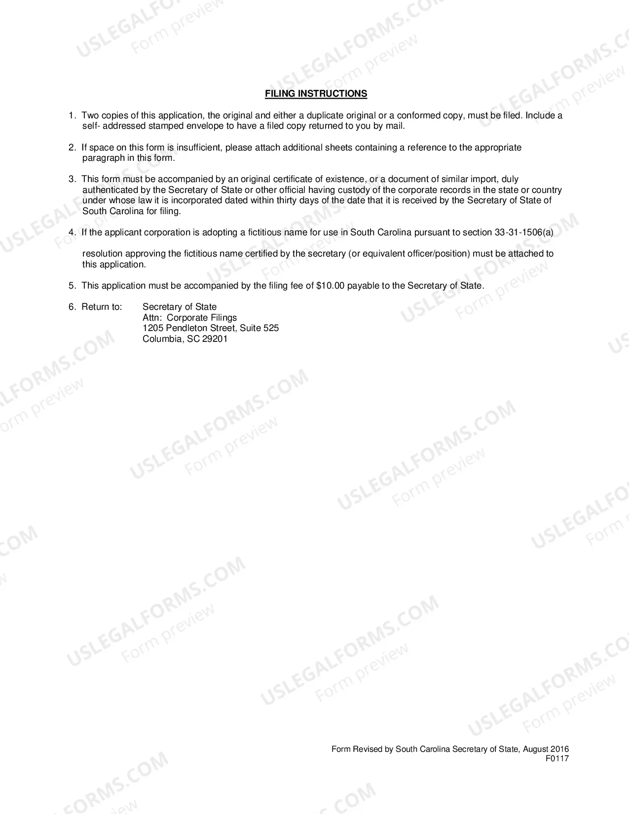 Preview Application For Amended Certificate of Authority To Transact Business