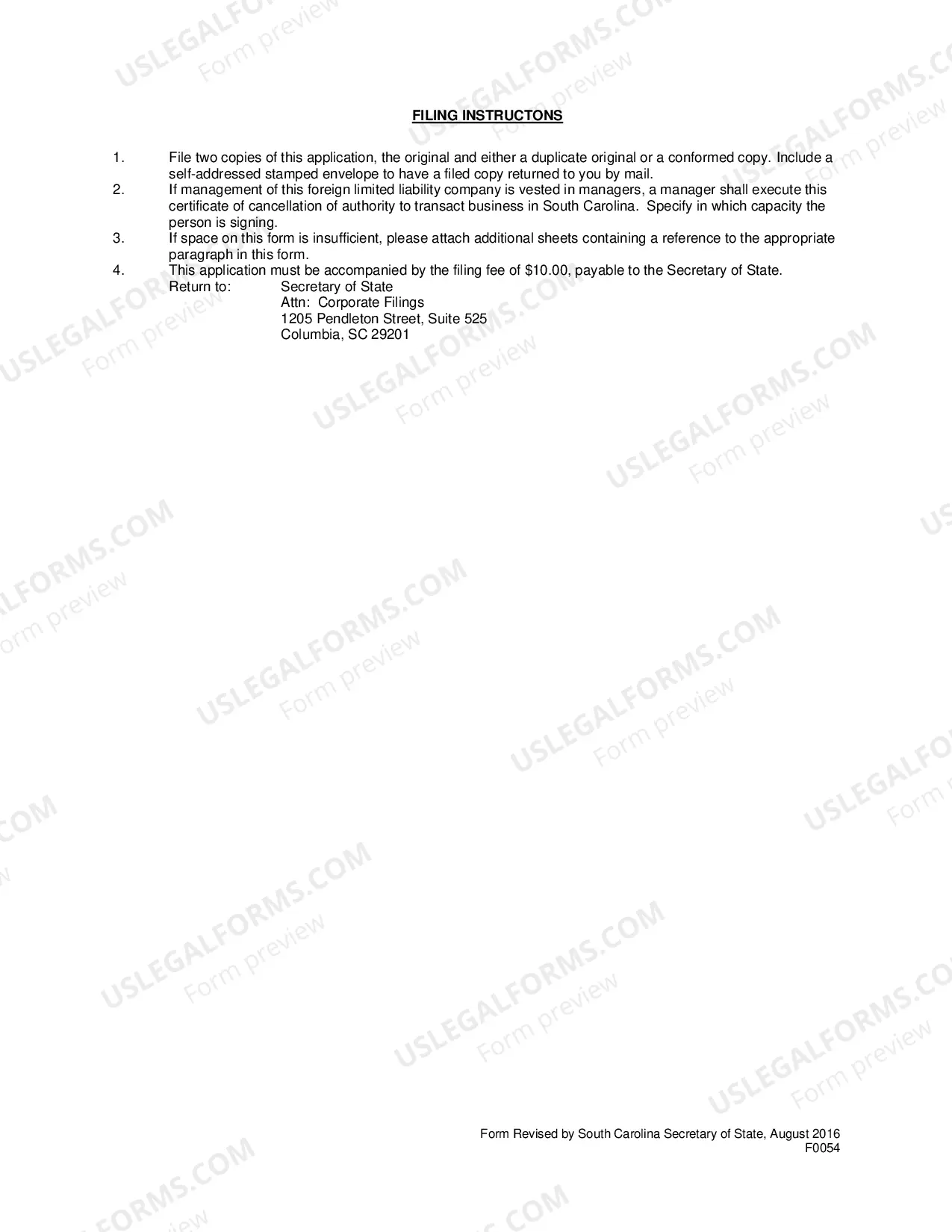 Preview Foreign Limited Liability Company Certificate of Cancellation of Authority