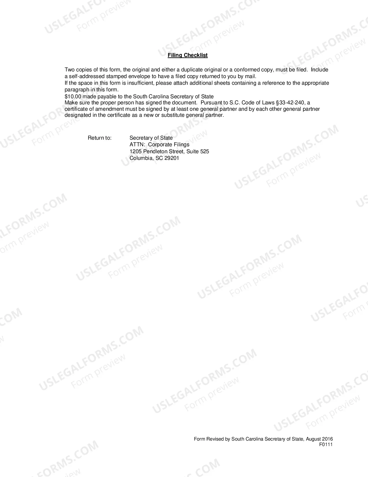 Preview Amendment To Registration of A Foreign Limited Partnership