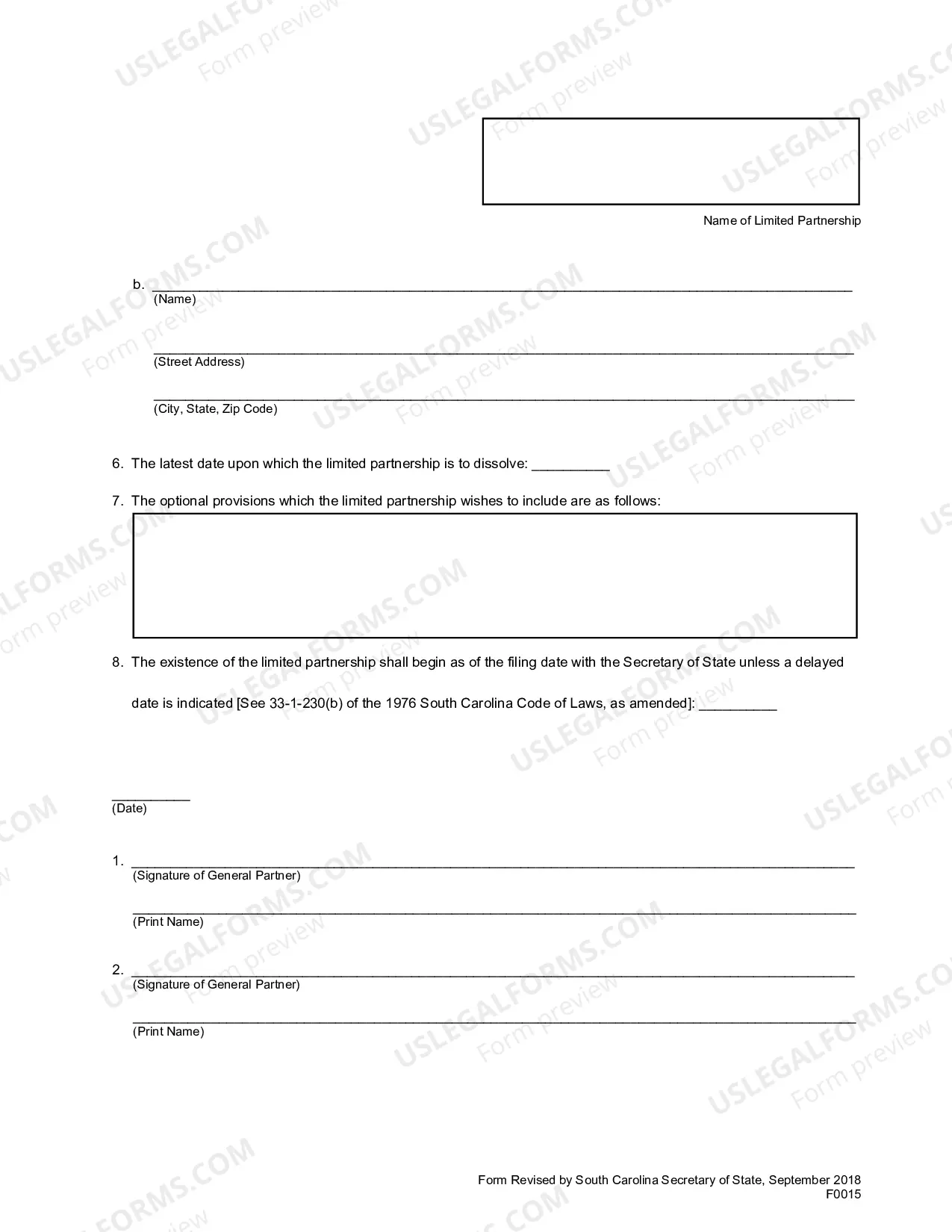 Preview Certificate of Limited Partnership