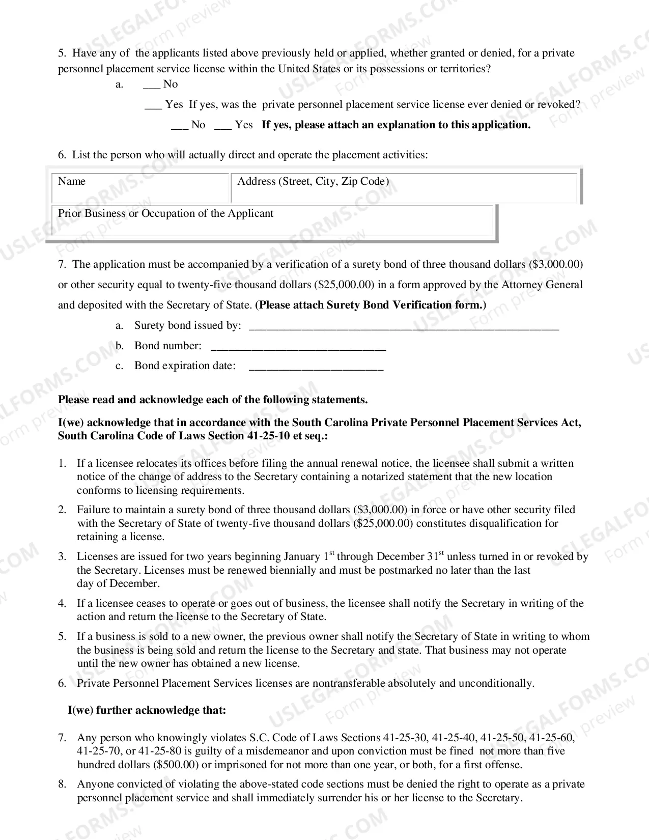 Preview Application For License To Operate An Employment Agency