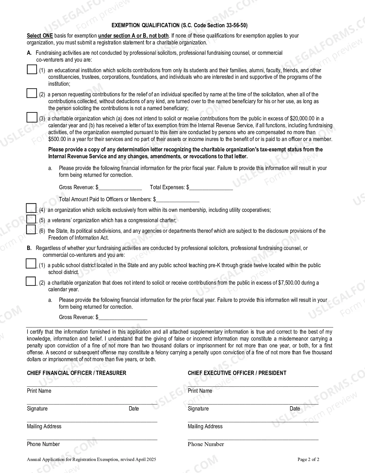 Preview Annual Application For Registration Exemption