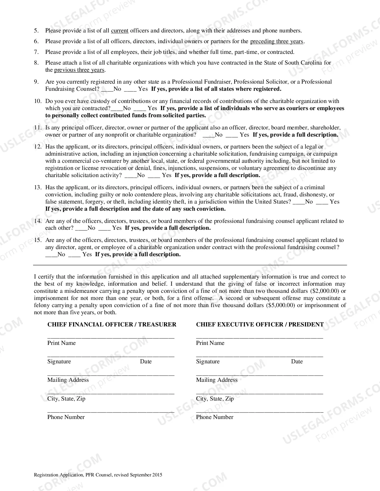 Preview Registration Application For Professional Fundraising Counsel