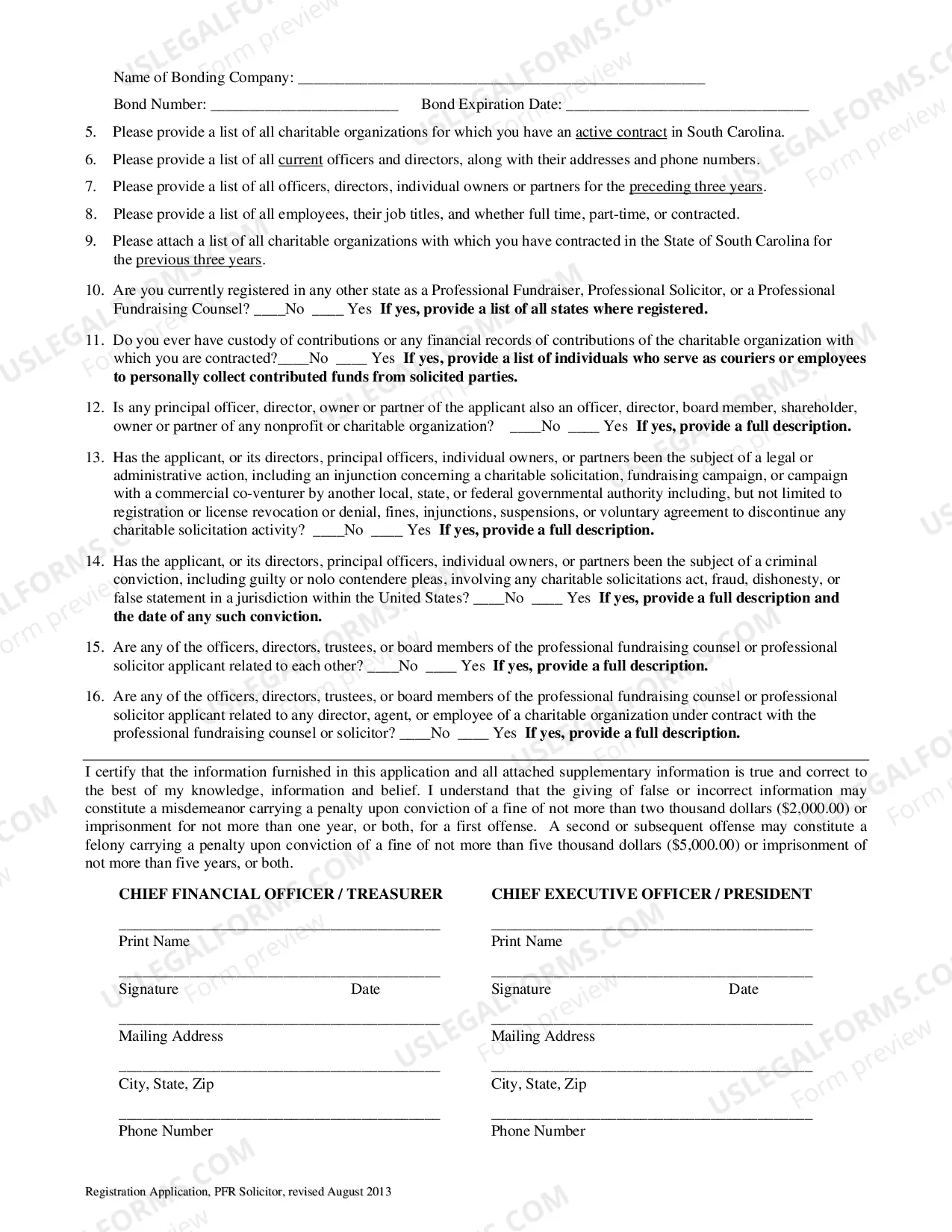 Preview Registration Application For Professional Fundraising Solicitor
