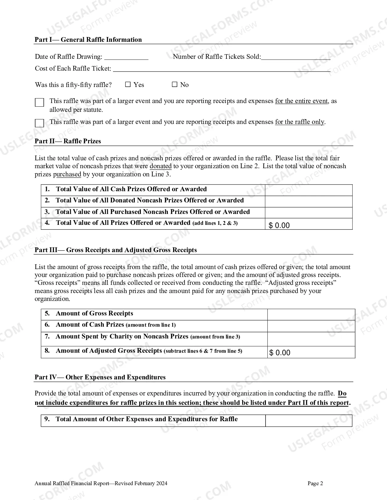 Preview Annual Raffle Financial Report