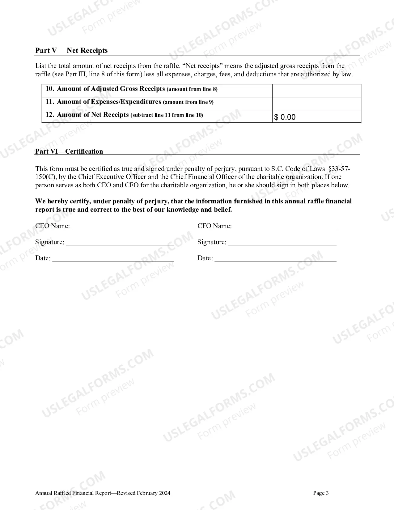 Preview Annual Raffle Financial Report