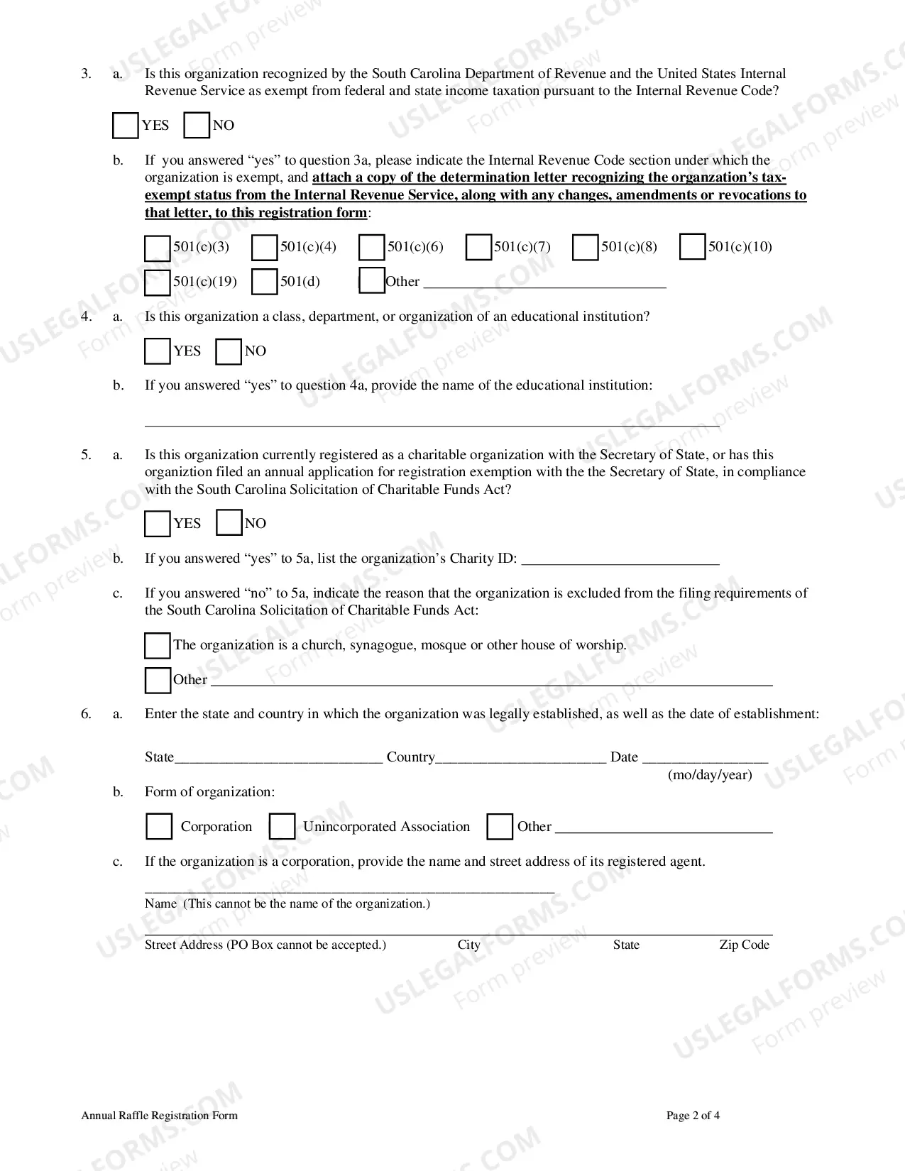 Preview Annual Raffle Registration Form