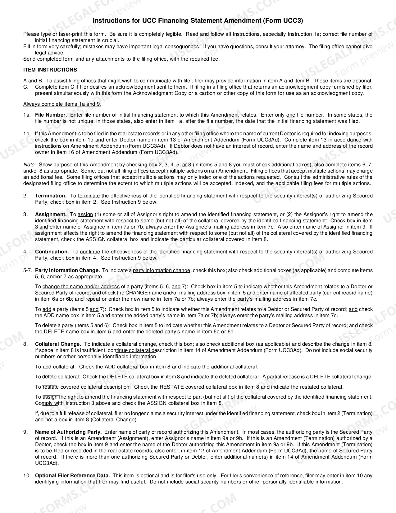 Preview UCC-3 Financing Statement Amendment