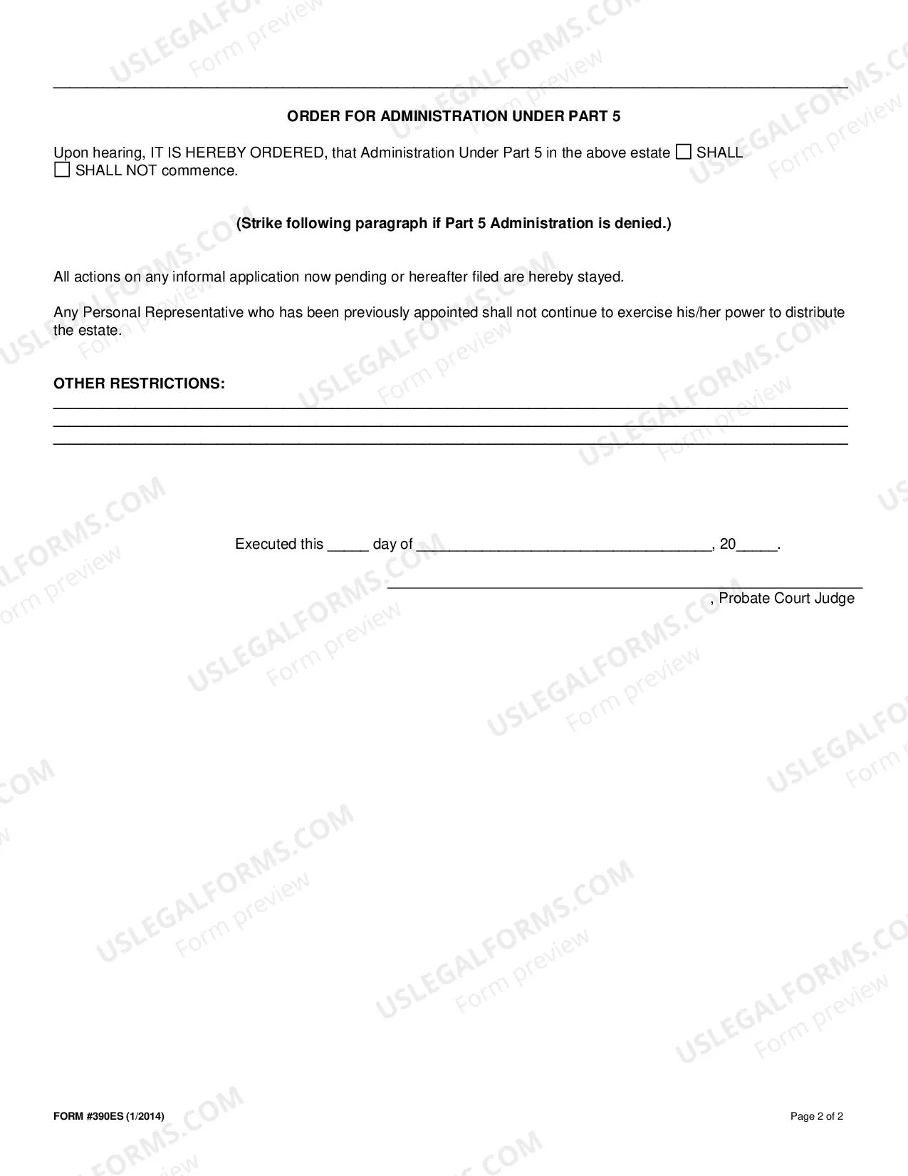 Preview Petition for Administration Under Part 5