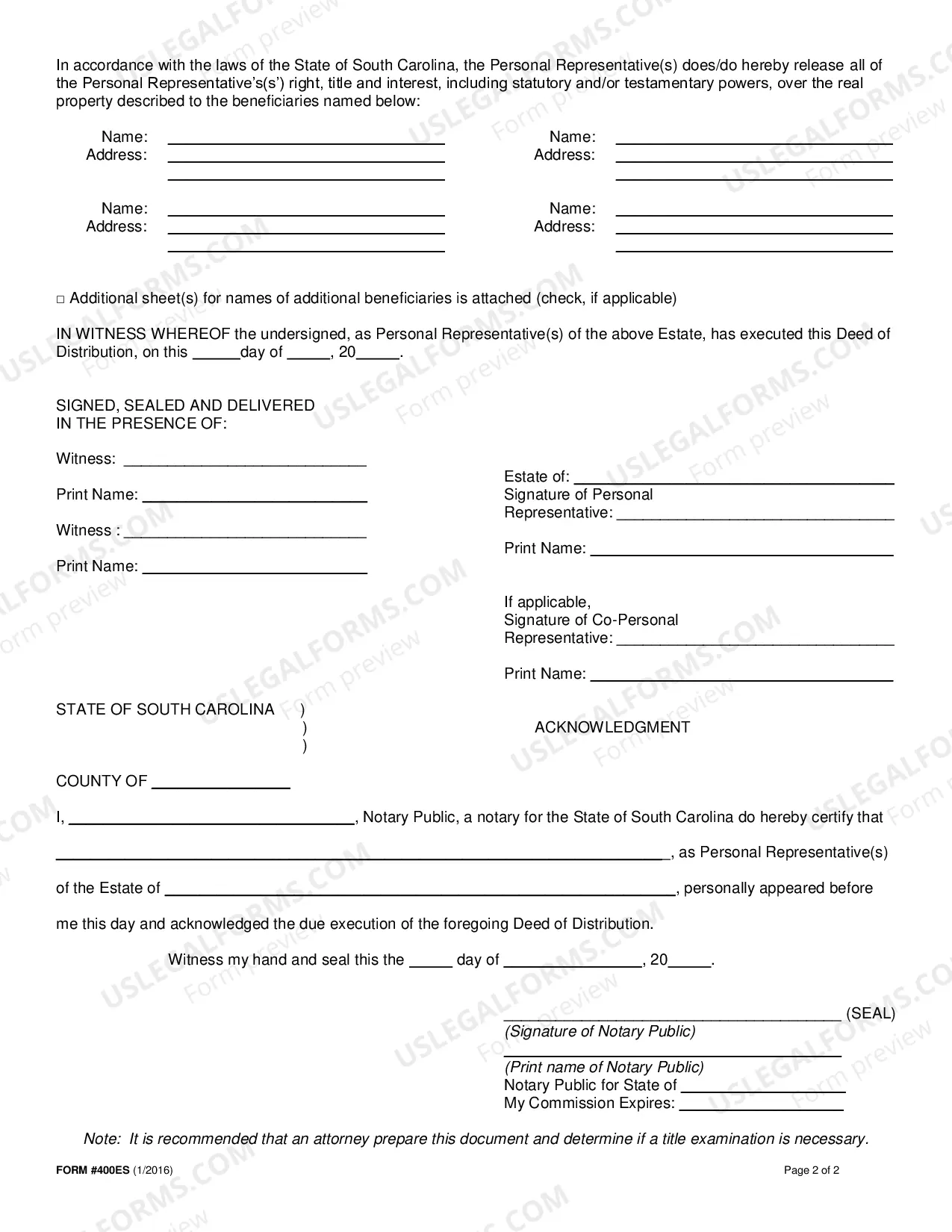Preview Deed of Distribution