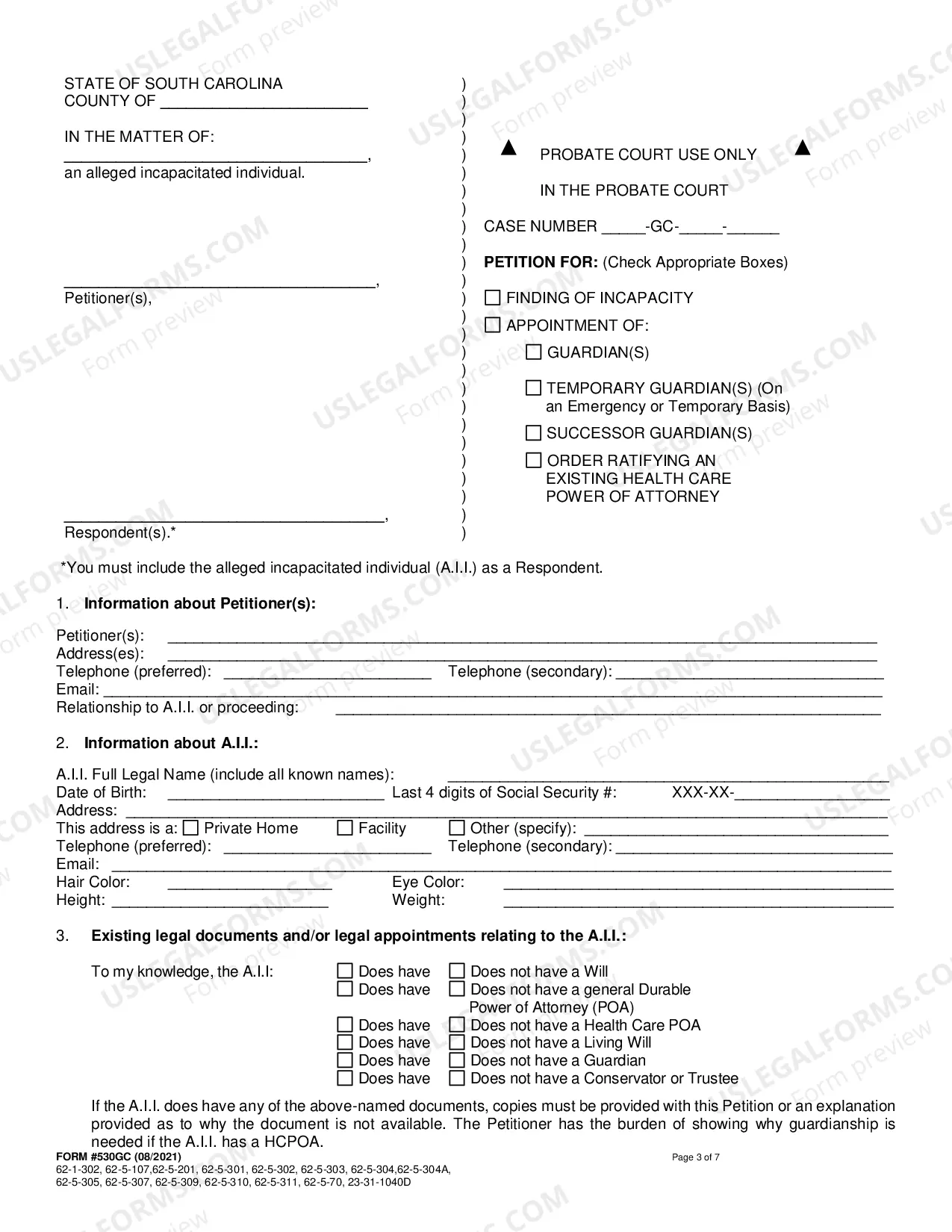 Preview Petition for Finding of Incapacity and/or Appointment of Guardian (Mandatory)