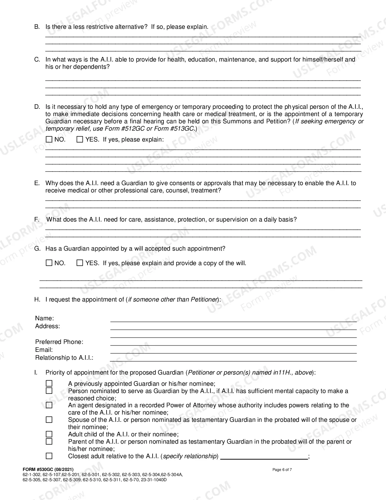 Preview Petition for Finding of Incapacity and/or Appointment of Guardian (Mandatory)