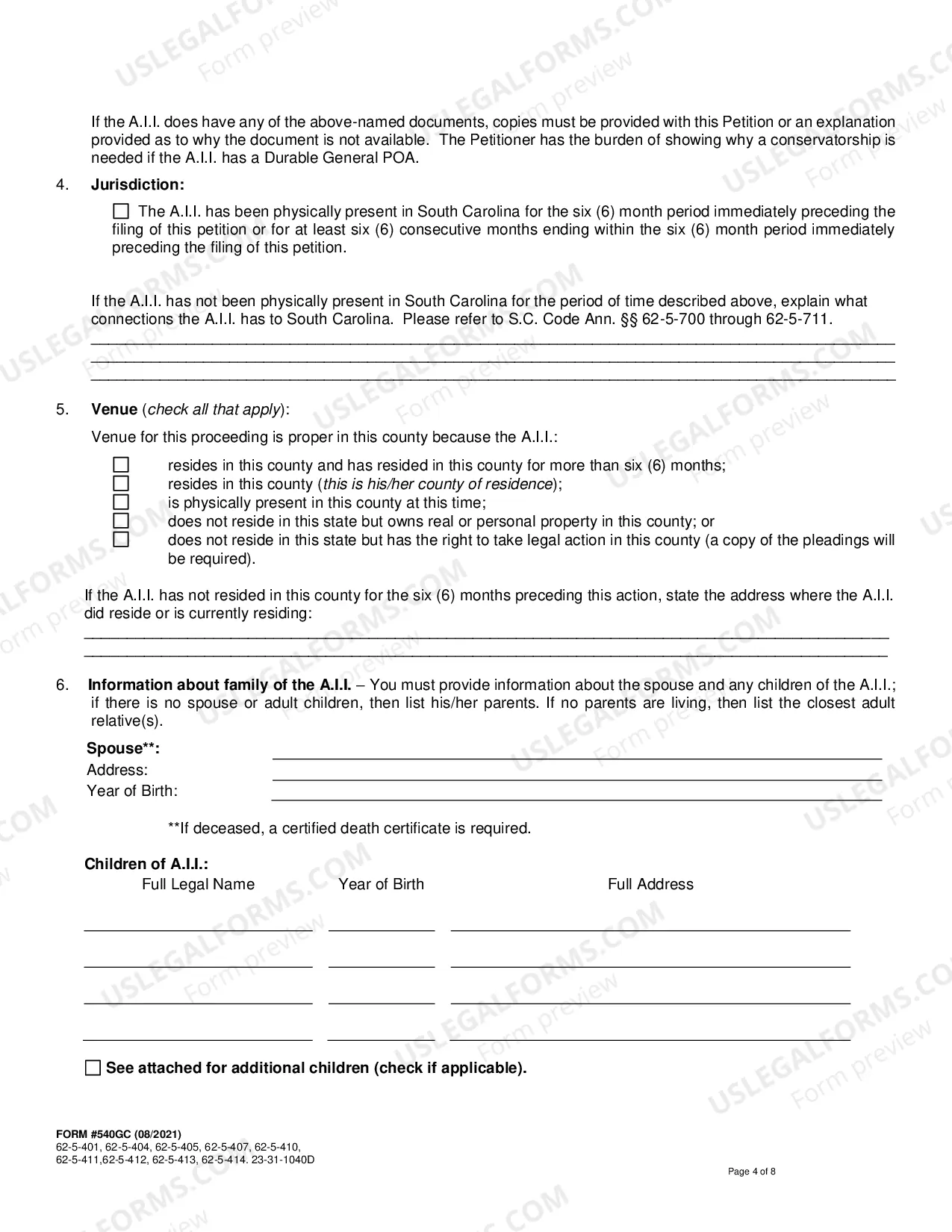 Preview Petition for Protective Order and/or Appointment of Conservator (Mandatory)