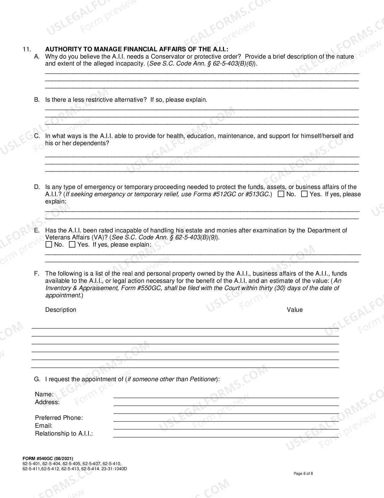 Preview Petition for Protective Order and/or Appointment of Conservator (Mandatory)
