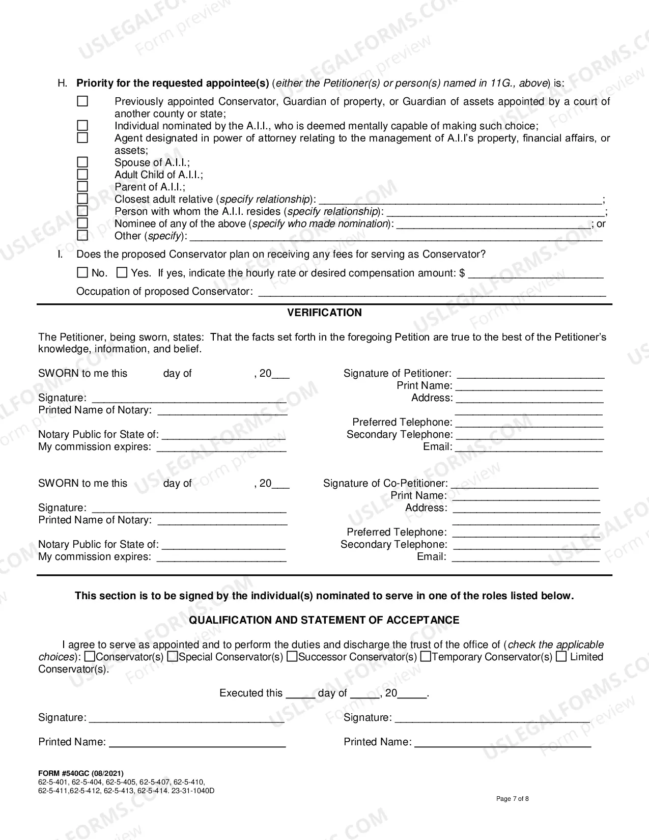 Preview Petition for Protective Order and/or Appointment of Conservator (Mandatory)