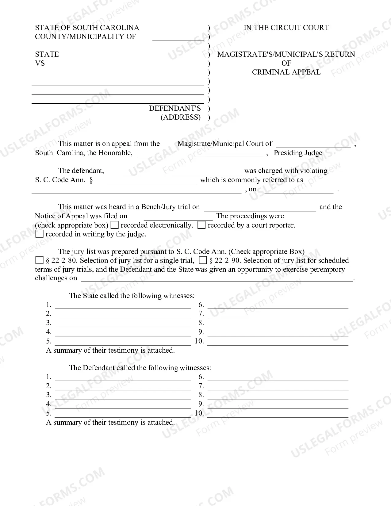 Preview Return of Criminal Appeal