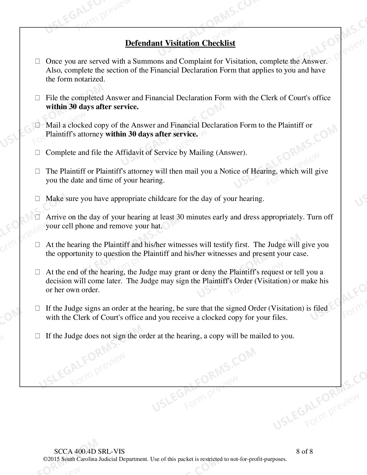 Preview SRL-Visitation Defendant Instructions
