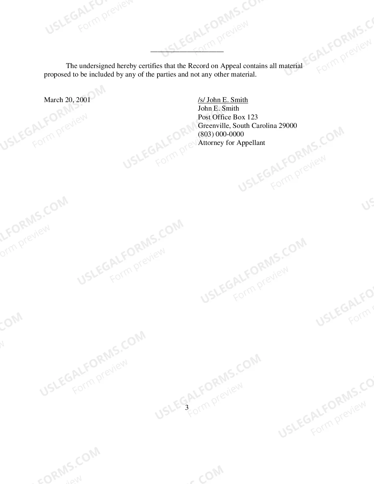Preview Form 15 - Record on Appeal