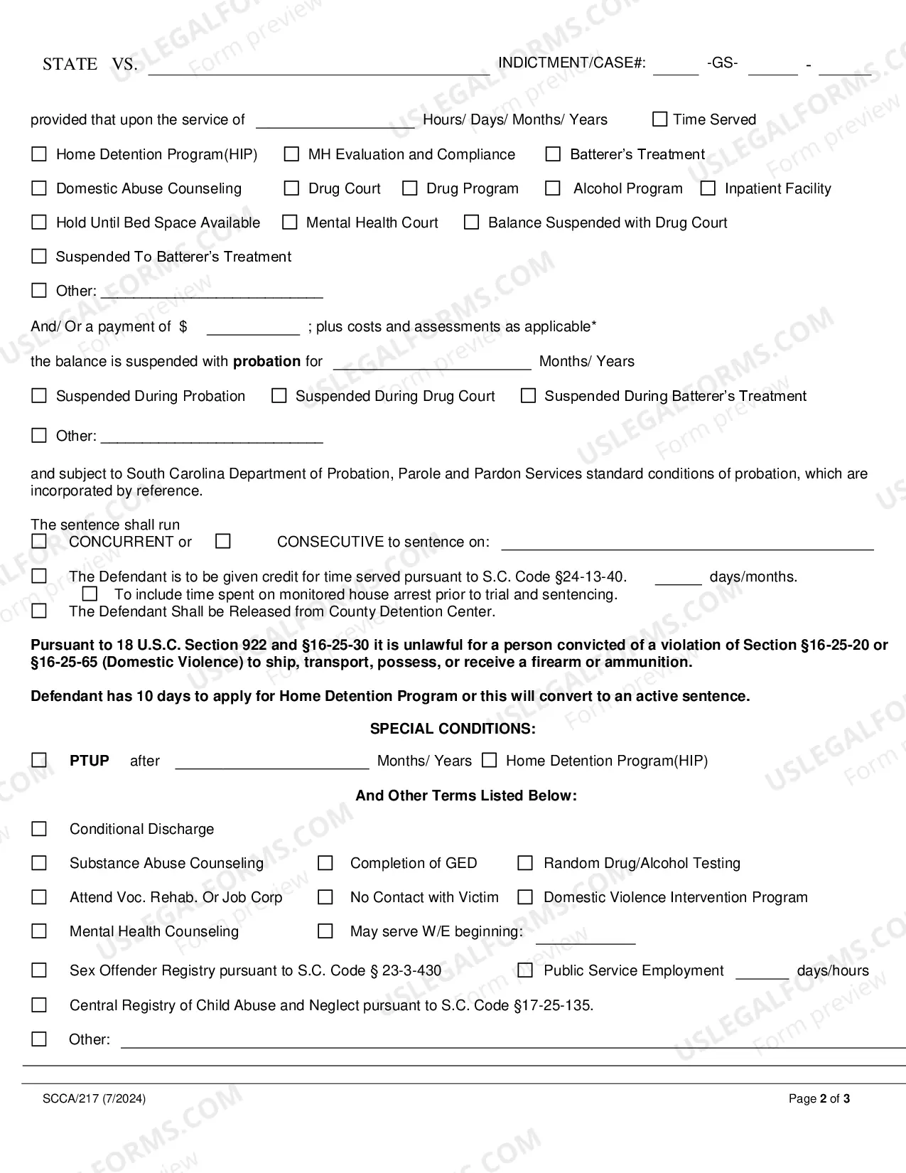 Preview Sentencing Sheet