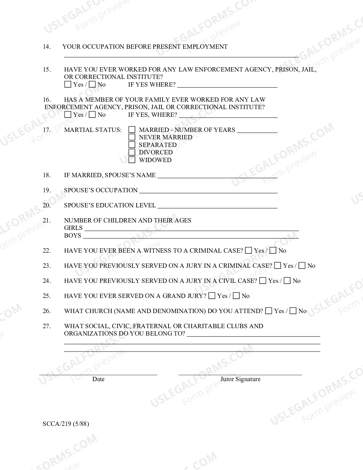 Preview Juror Questionnaire for Death Penalty Cases