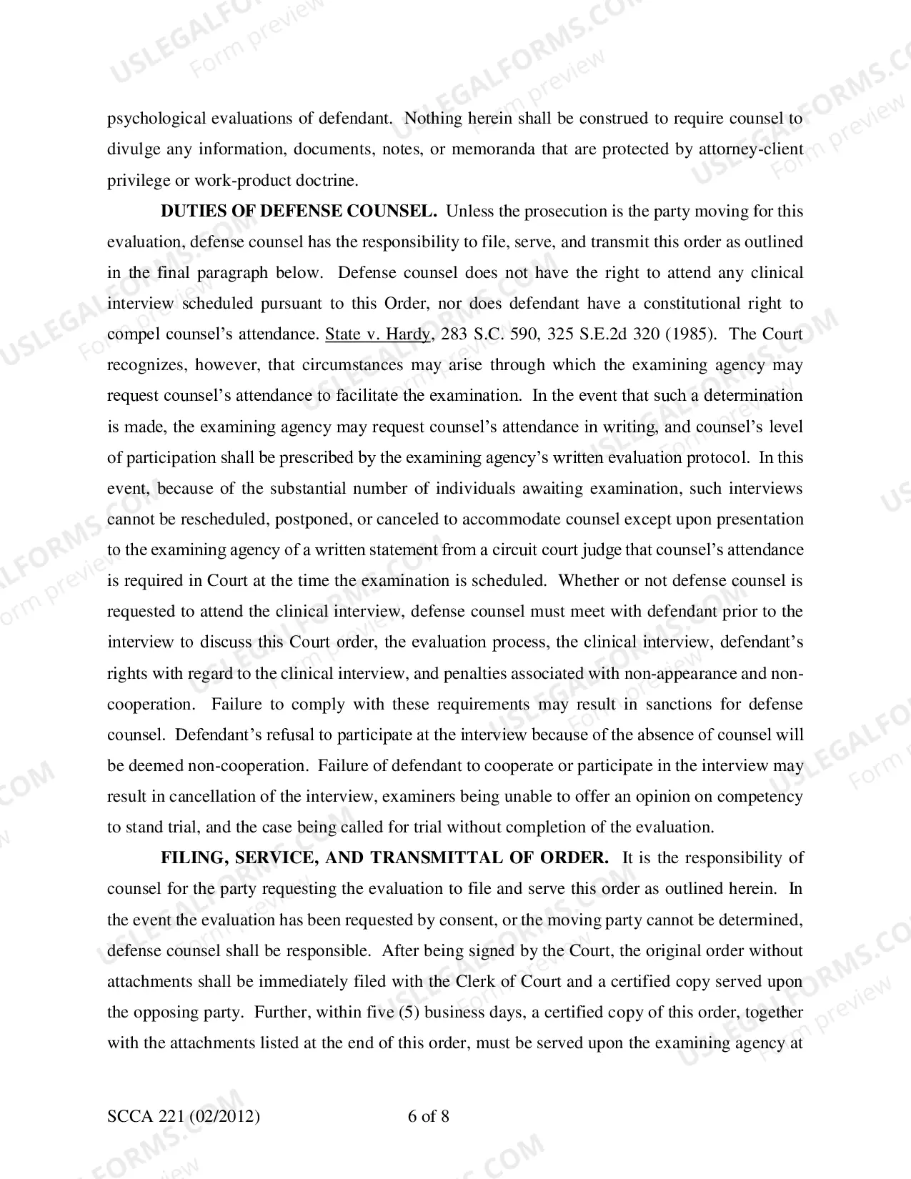 Preview Competency Order for Evaluation