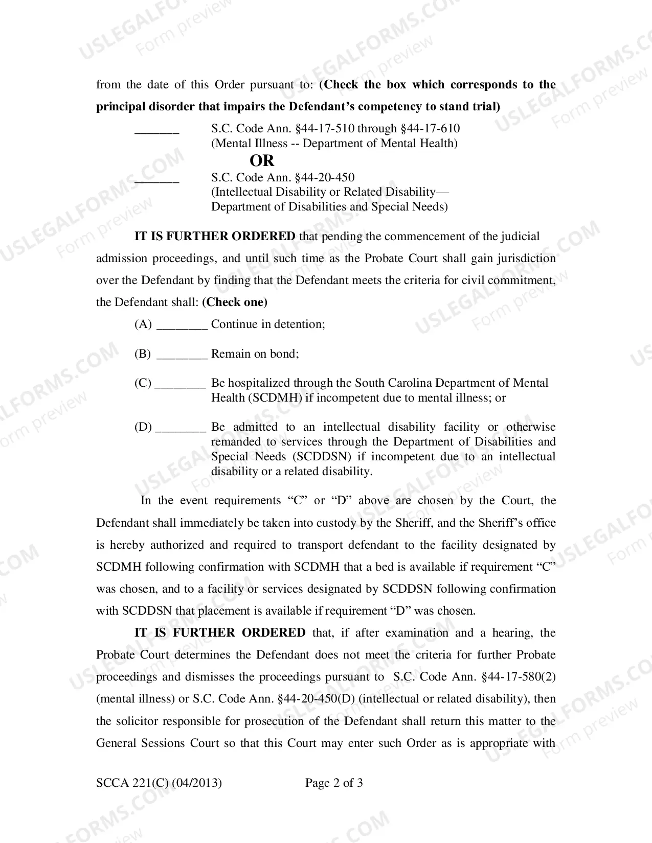 Preview Competency-Defendant Not Competent, Not Likely to Restore and Ordering Probate Commitment Proceedings