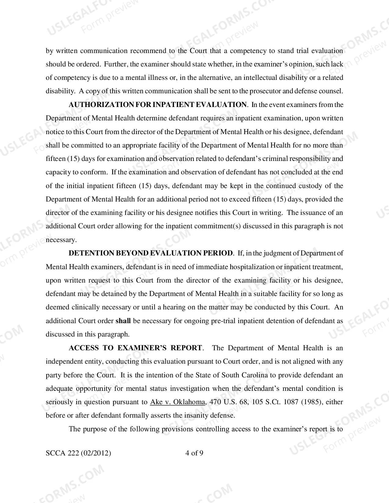 Preview Criminal Responsibility Order for McNaughtan Evaluation