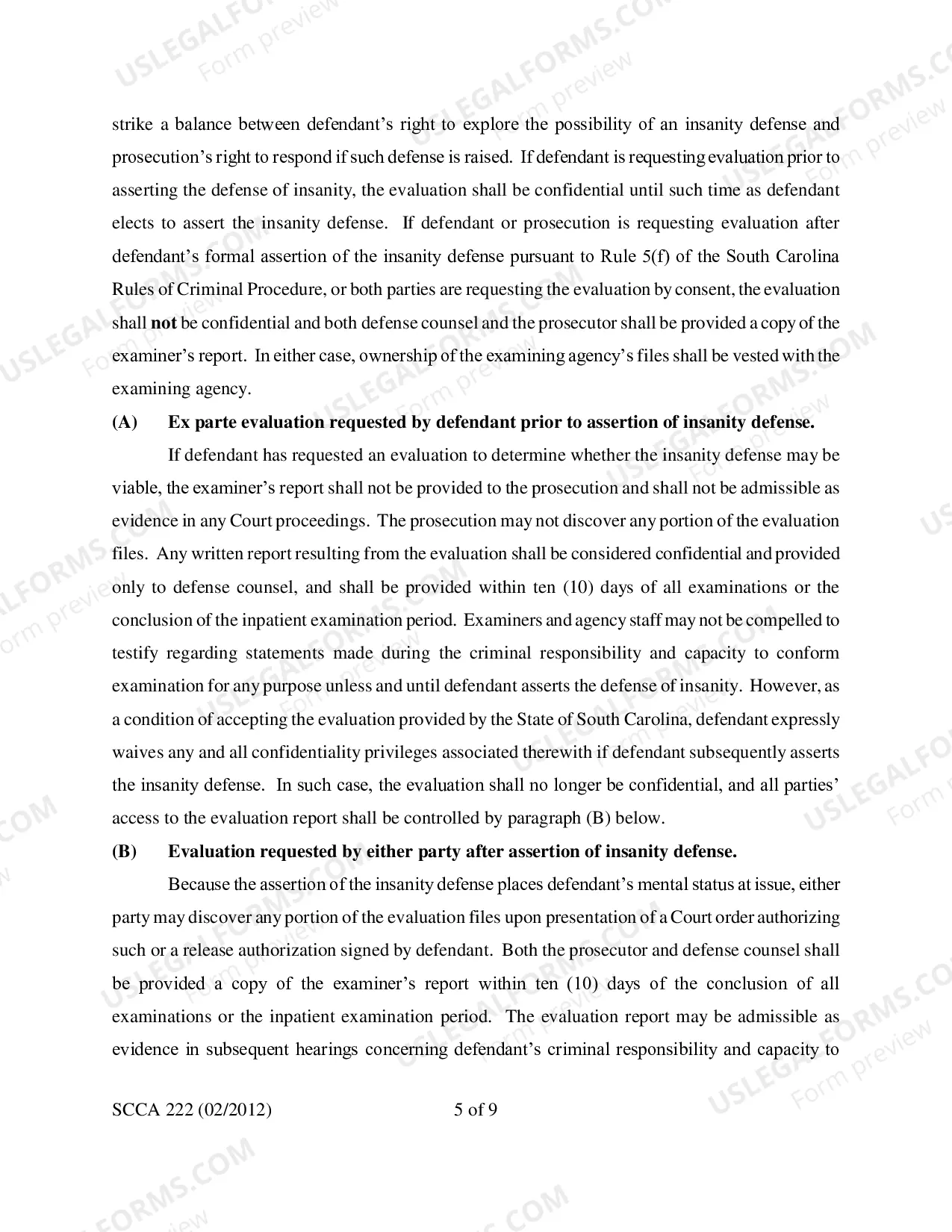 Preview Criminal Responsibility Order for McNaughtan Evaluation