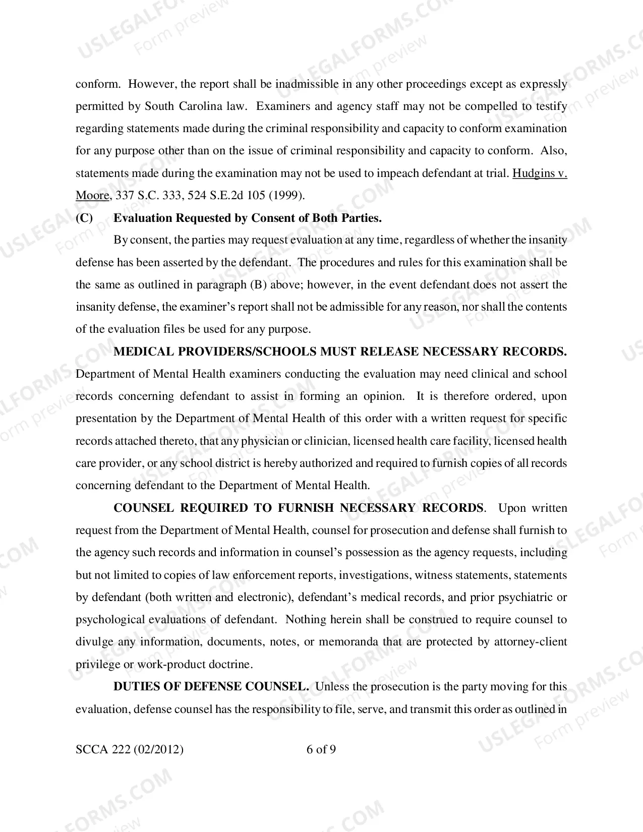 Preview Criminal Responsibility Order for McNaughtan Evaluation