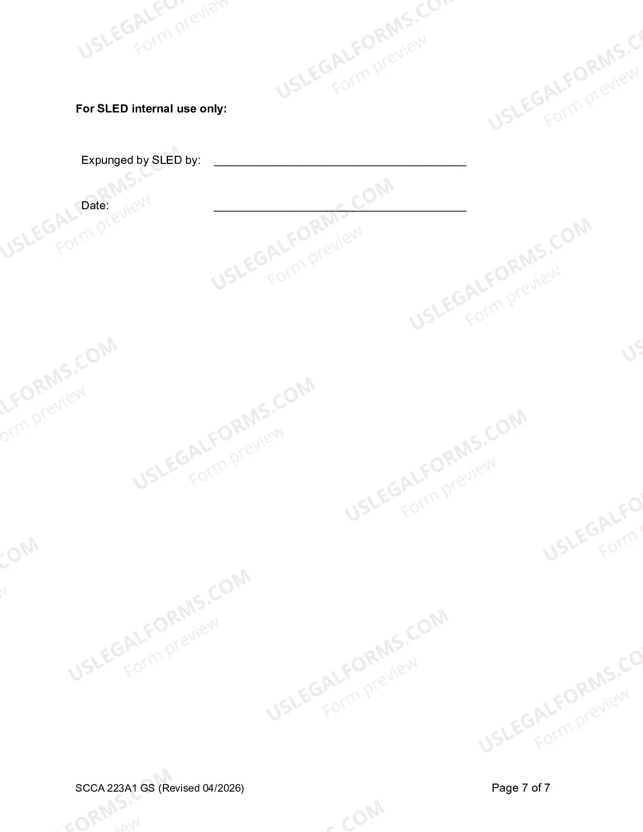Preview Order for Destruction of Arrest Records (General Sessions)