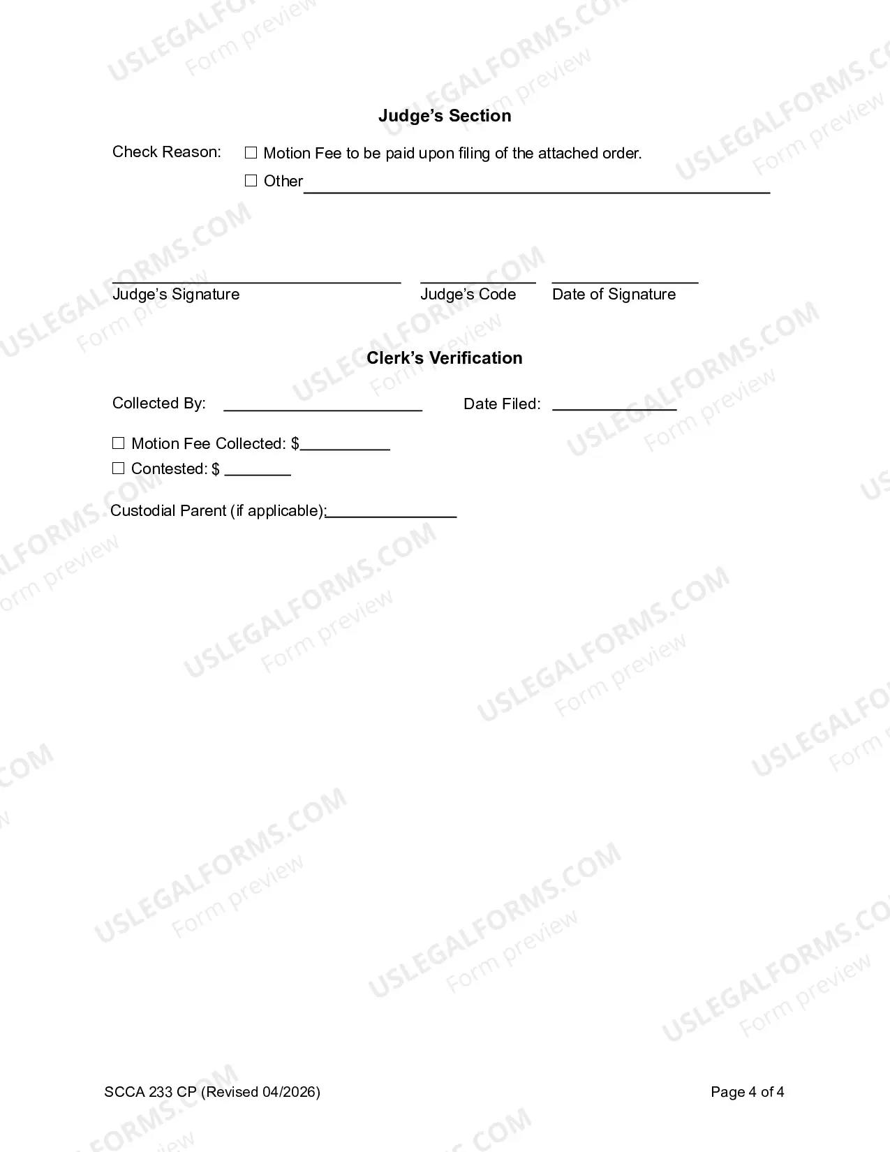 Preview Motion and Order Information Form and Cover Sheet