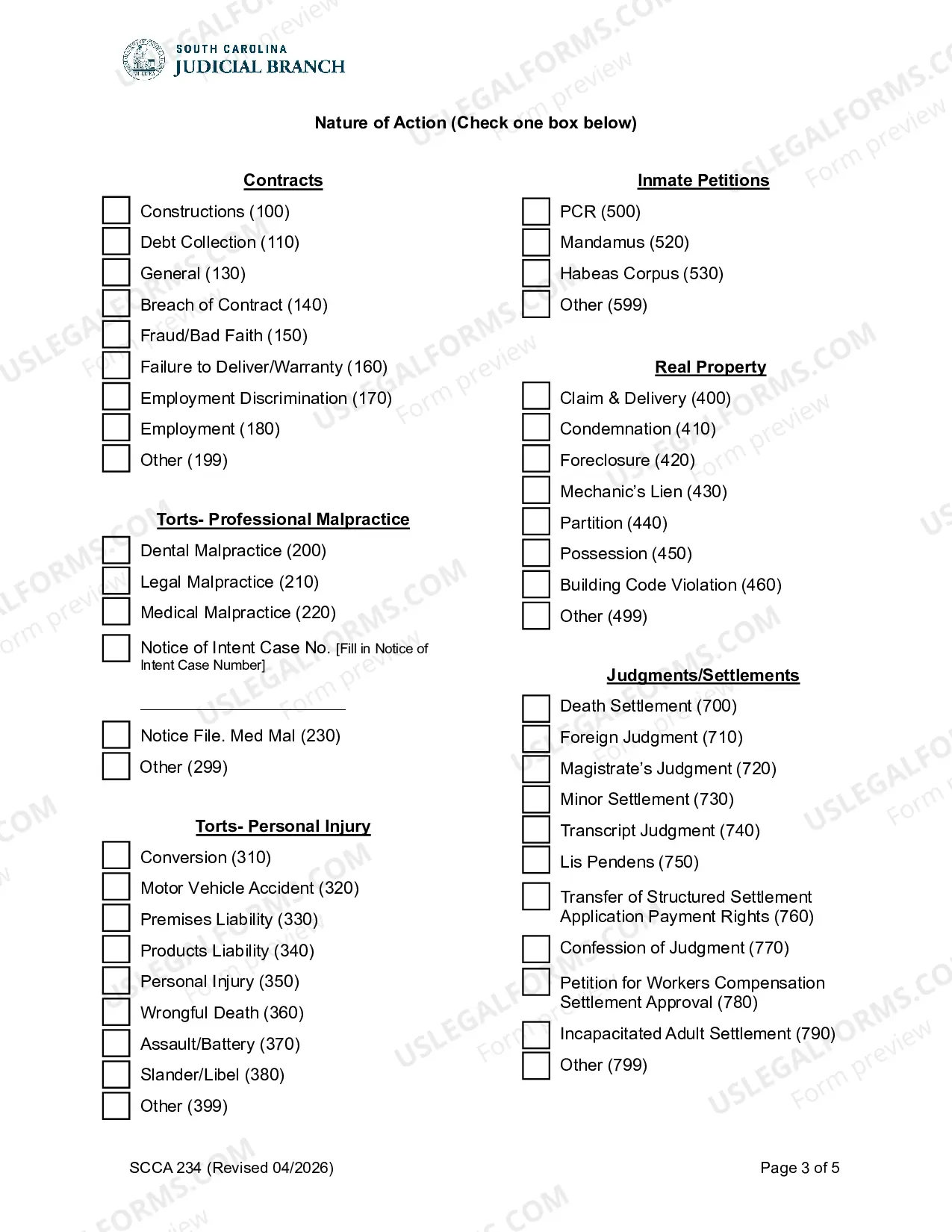 Preview Civil Action Coversheet
