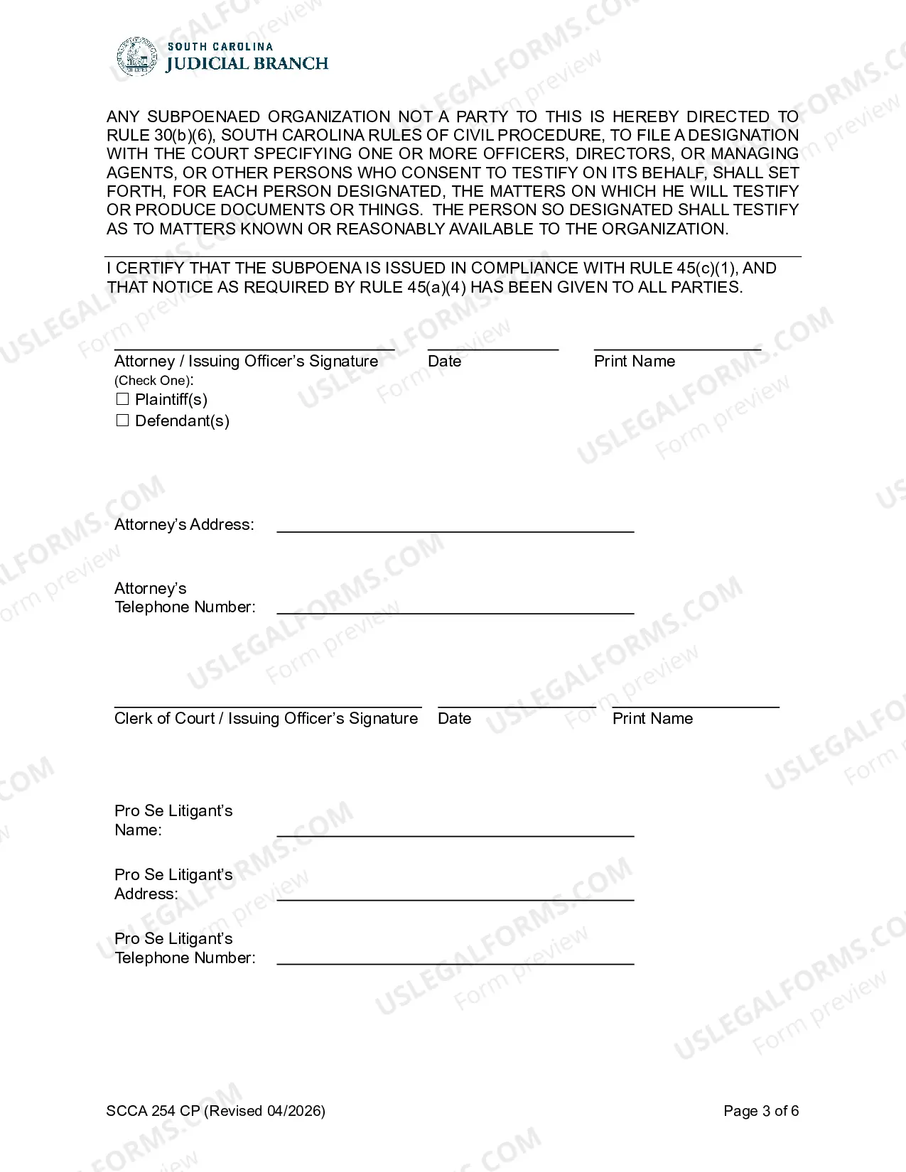 Preview Subpoena in a Civil Case