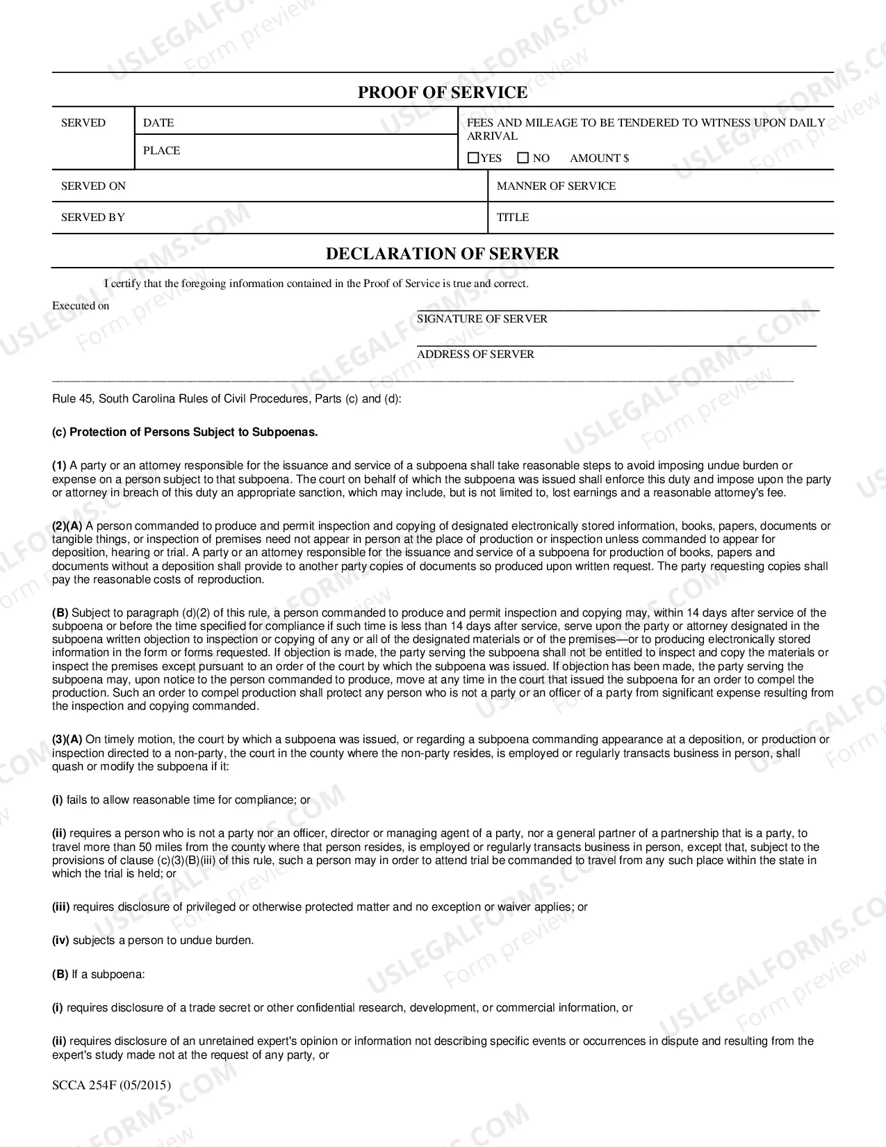 Preview Subpoena in a Civil Case