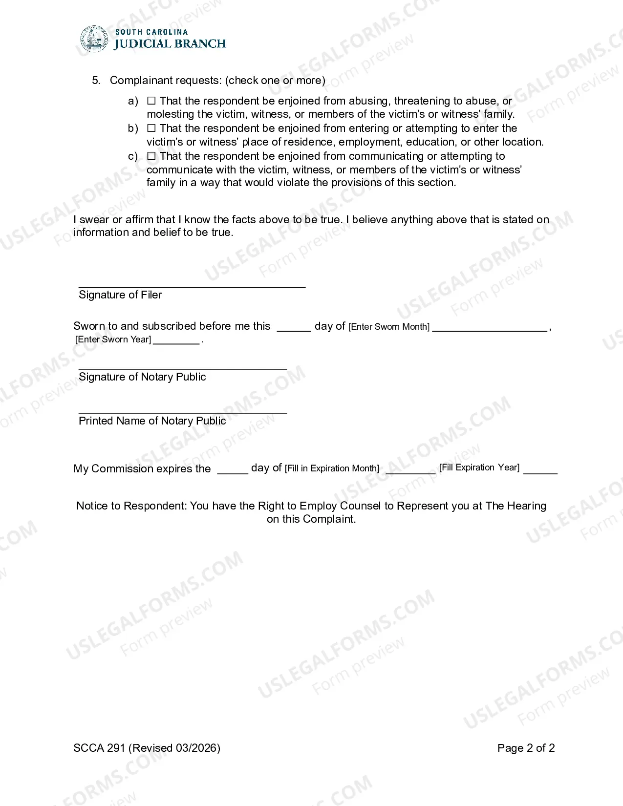 Preview Complaint for Permanent Restraining Order