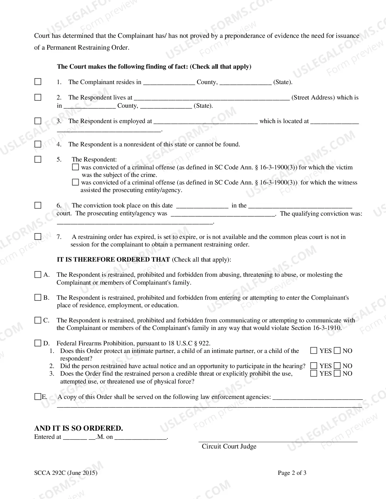 Preview Permanent Restraining Order